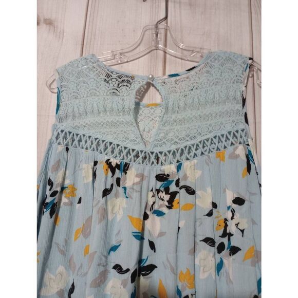 Lane Bryant Shirt Ladies‎ 20 Blue Floral Sleeveless Lace Flowy - Picture 4 of 8